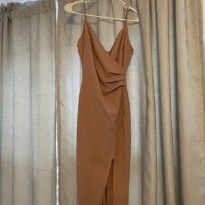 EMERALD SUNDAE Juniors' High-Slit Gown (color: blush pink, size: small)